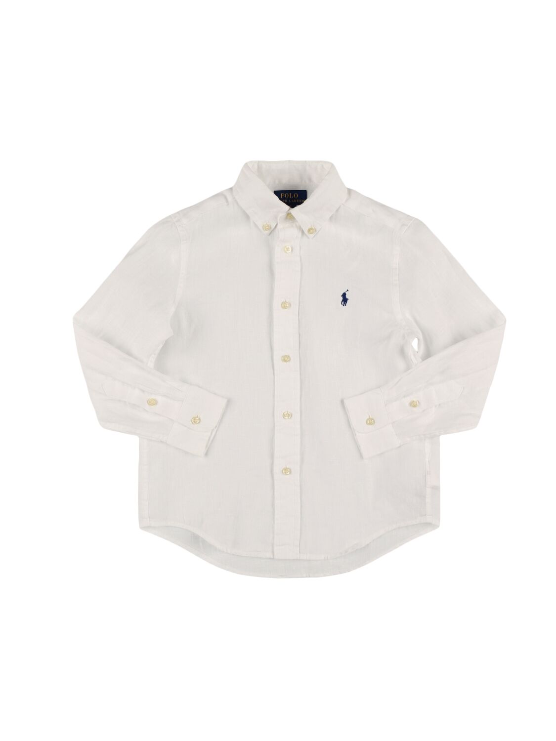 Ralph Lauren Kids' Logo Embroidery Linen Shirt In White