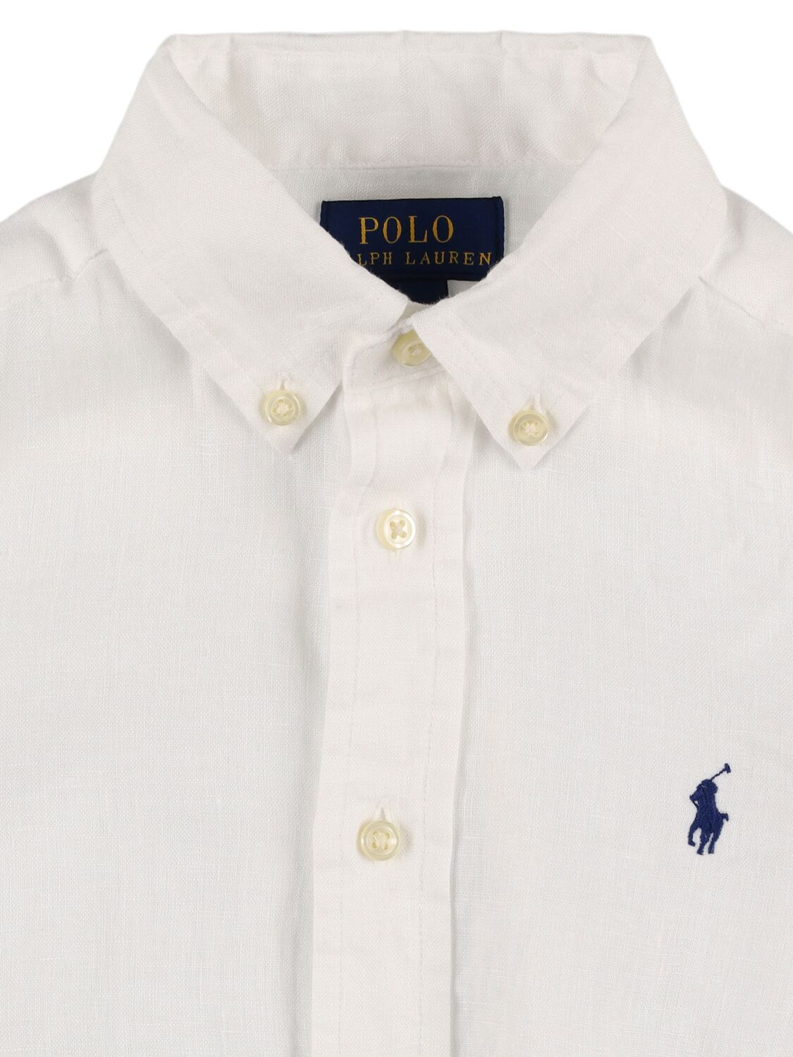 Shop Ralph Lauren Logo Embroidery Linen Shirt In White