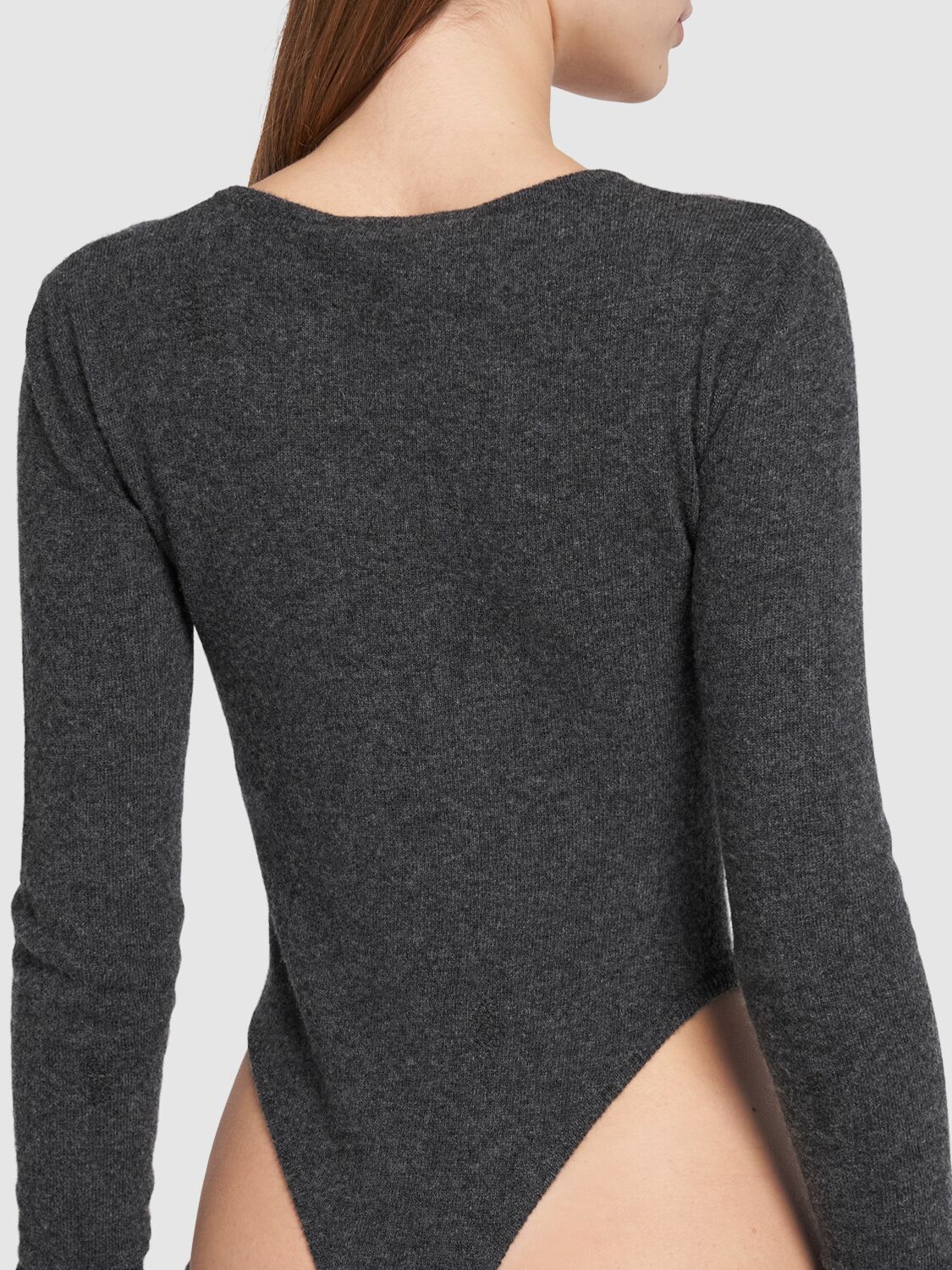 Shop Dsquared2 Buttoned Knit Wool Bodysuit In Dark Grey