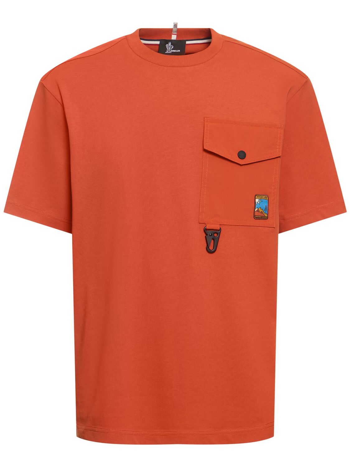 Moncler Logo Cotton T-shirt In Orange