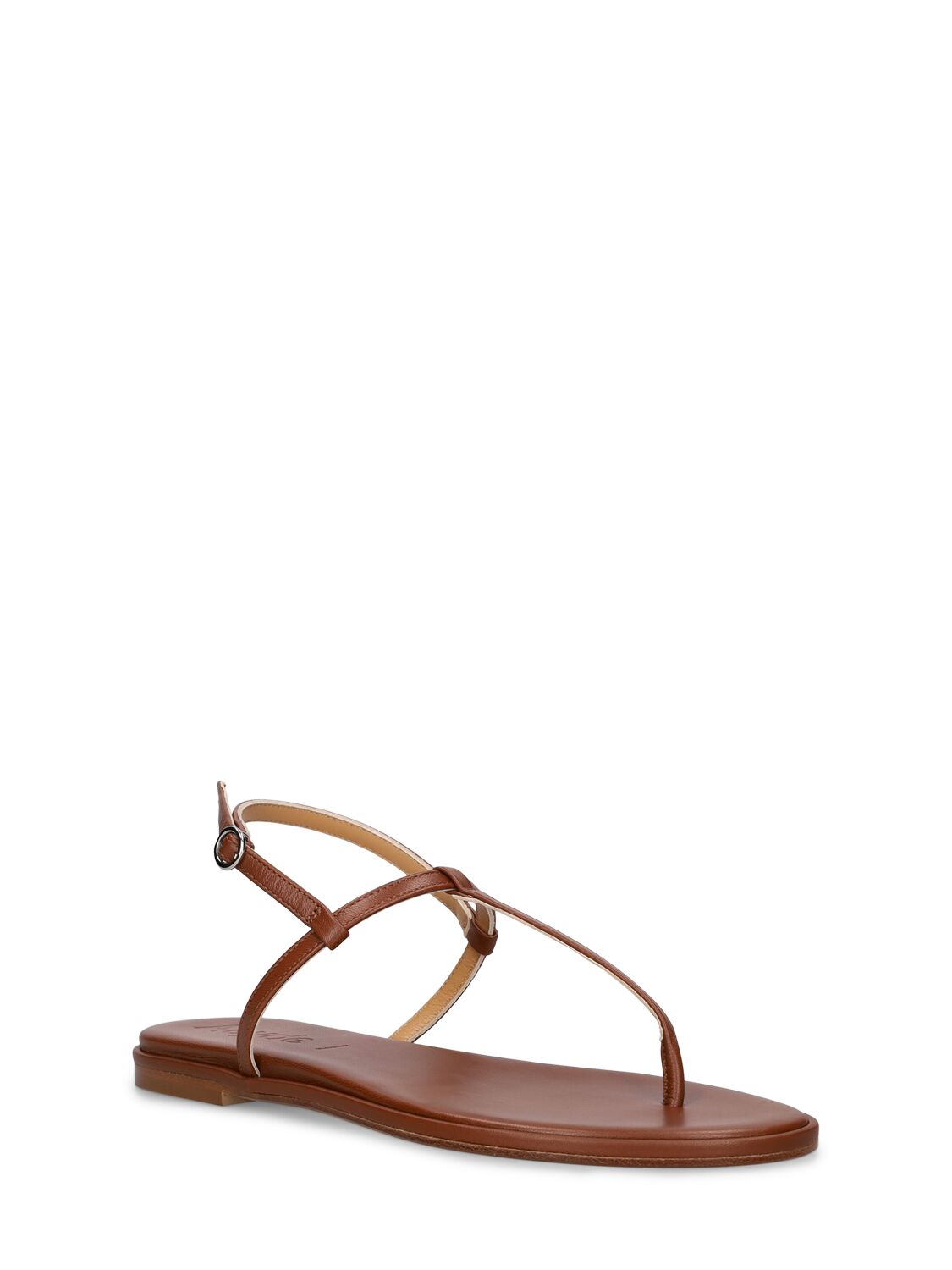 Shop Aeyde 10mm Nala Nappa Leather Flat Sandals In Brown
