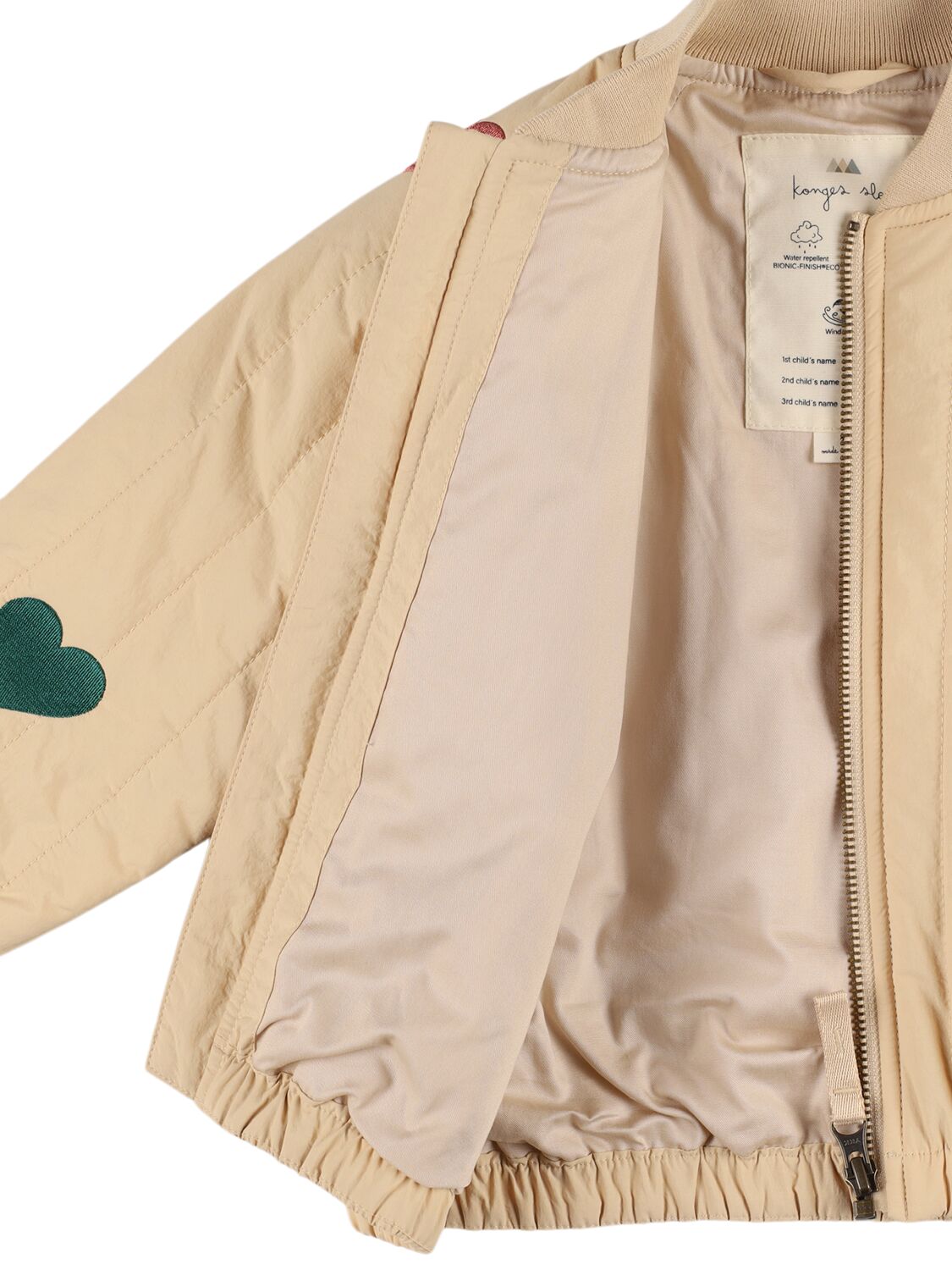 Shop Konges Sløjd Hearts Embroidered Nylon Bomber Jacket In Beige,multi
