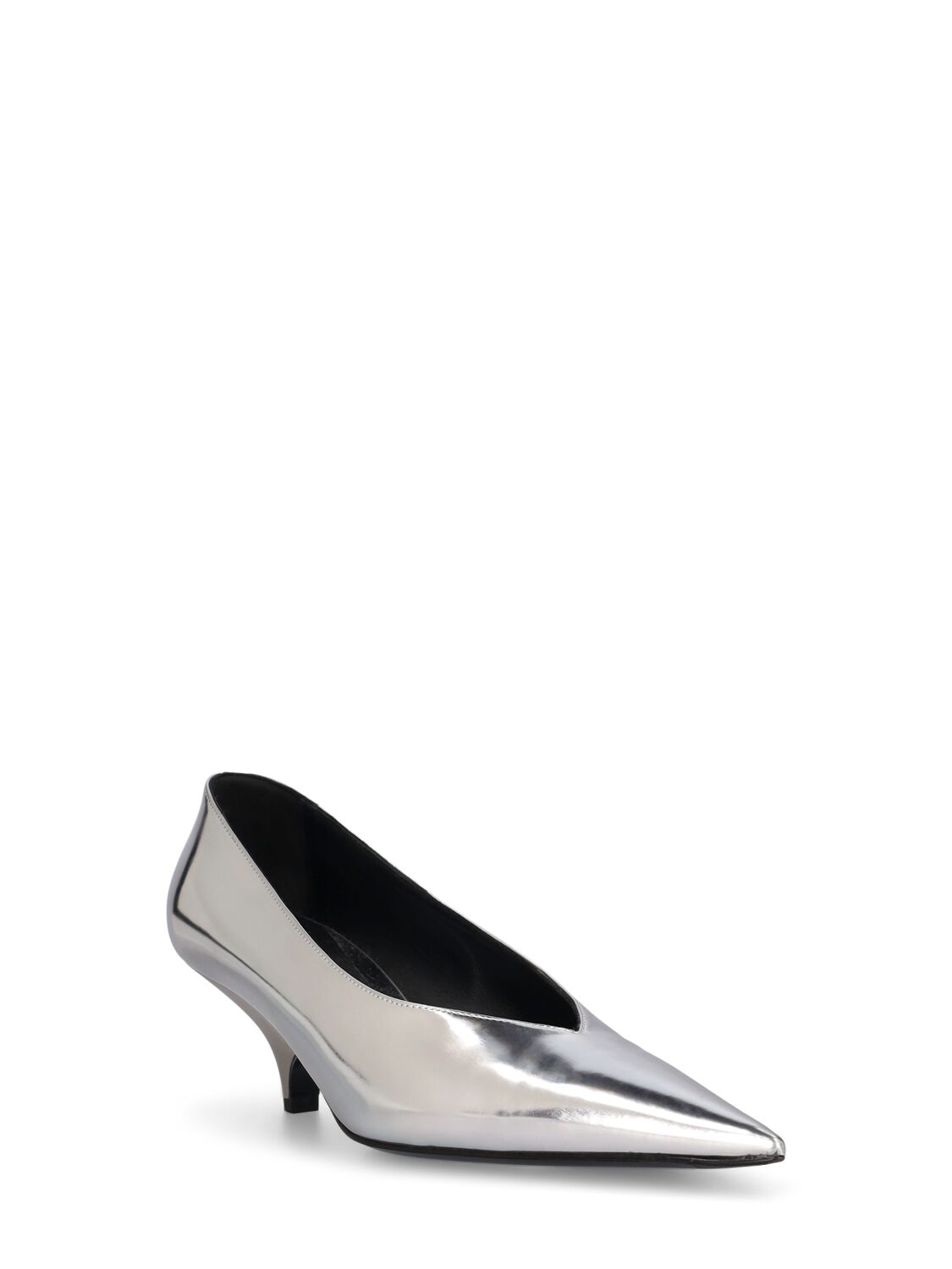 Shop Totême 55mm The Wedge-heel Mirror Pumps In Mirror Silver