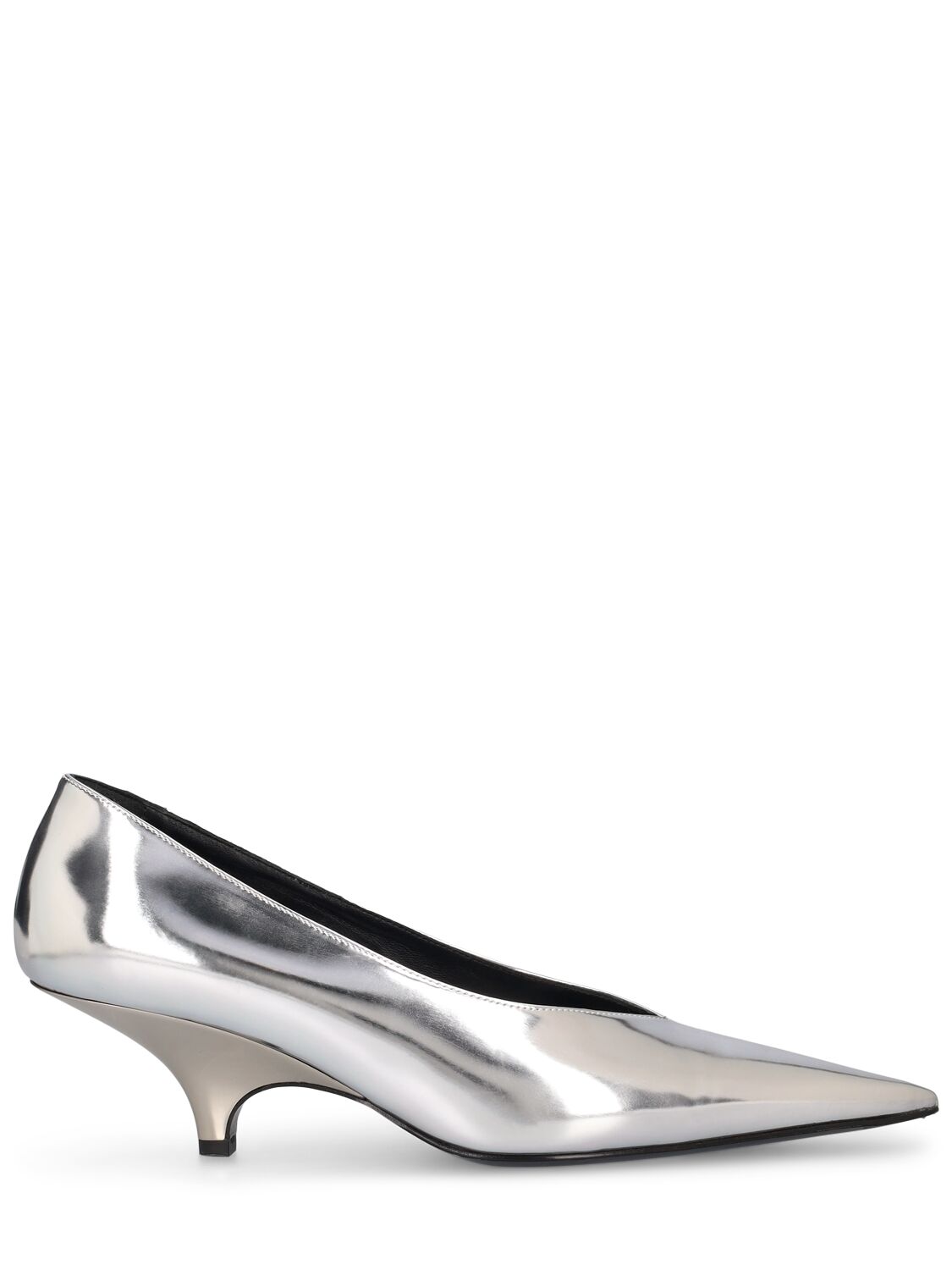 Shop Totême 55mm The Wedge-heel Mirror Pumps In Mirror Silver