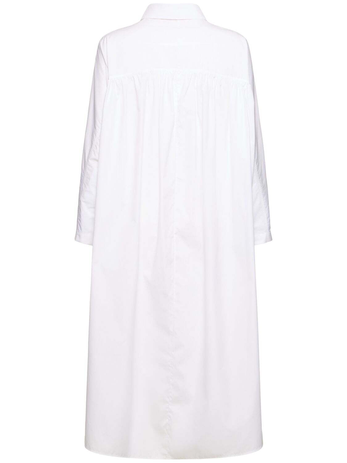 Shop Marni Cotton Poplin L/s Midi Shirt Dress In White