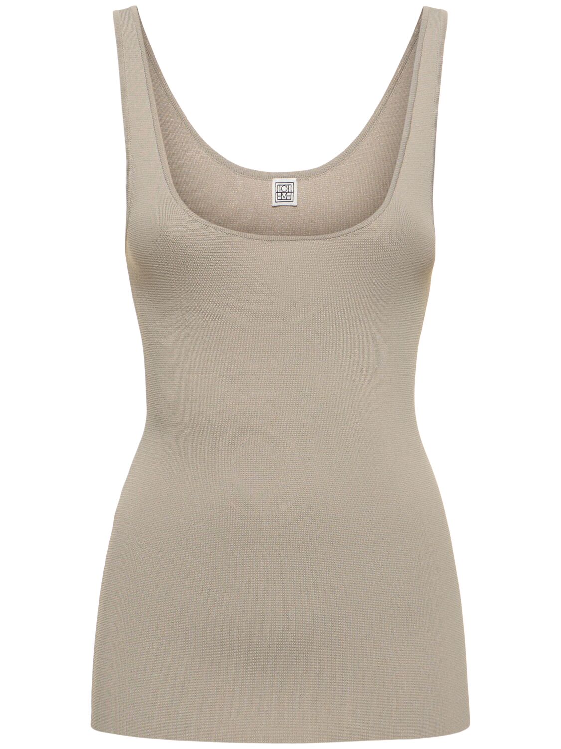 Shop Totême Compact Knit Viscose Tank Top In Grey