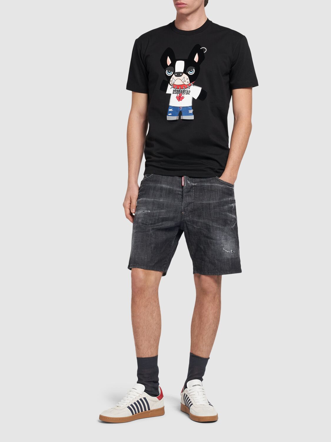 Shop Dsquared2 Cool Fit Dog Print T-shirt In Black