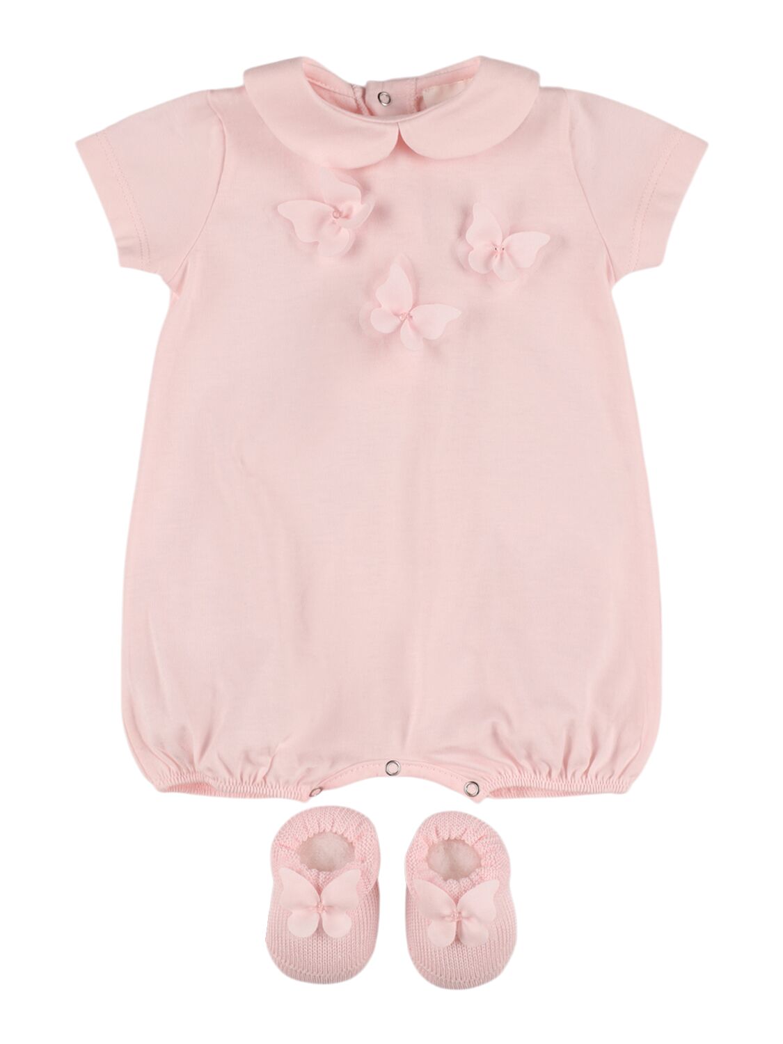 Story Loris Babies' Jersey Bodysuit & Booties W/ Butterfly In Pink