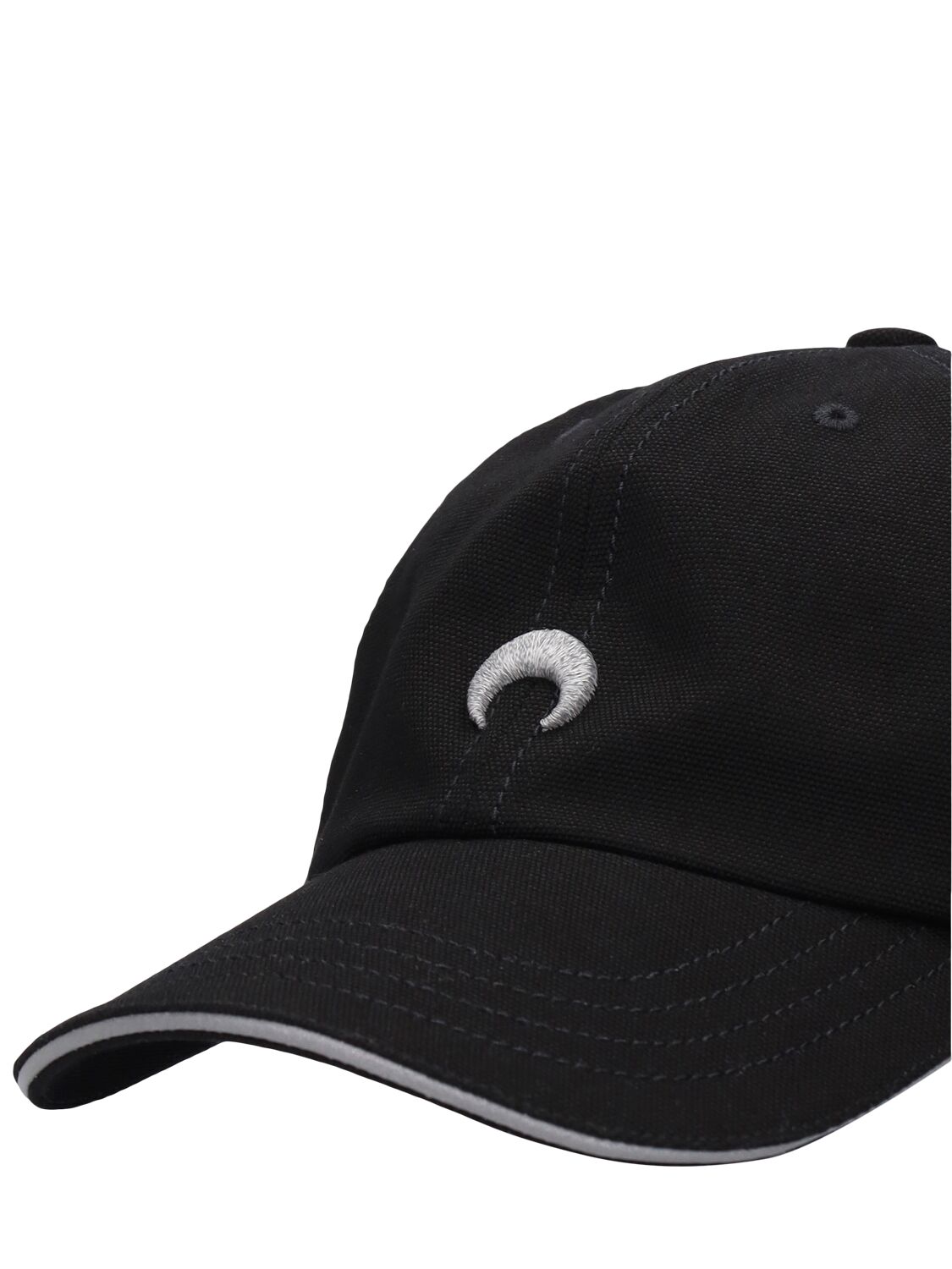 Shop Marine Serre Logo Cotton Canvas Baseball Cap In Black