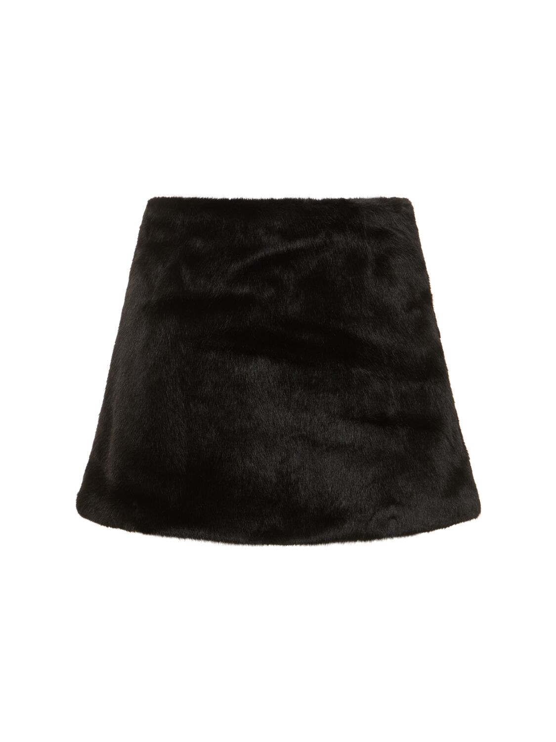 Weworewhat Faux Fur Mini Skirt In Black
