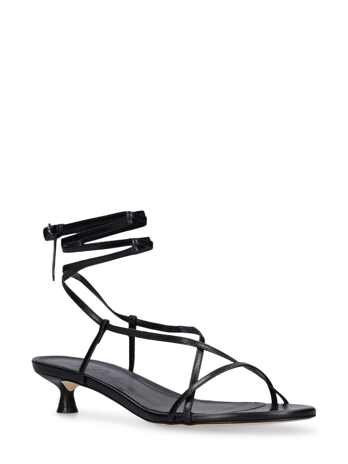 Shop Aeyde 35mm Paige Nappa Leather Lace-up Sandals In Black