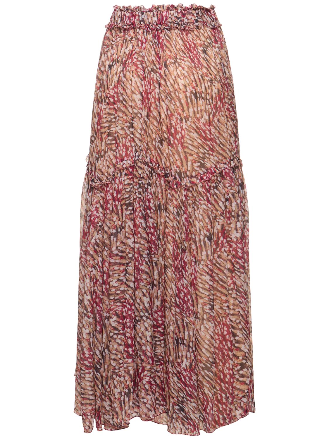 Shop Marant Etoile Veronique Printed Viscose Long Skirt In Raspberry,multi