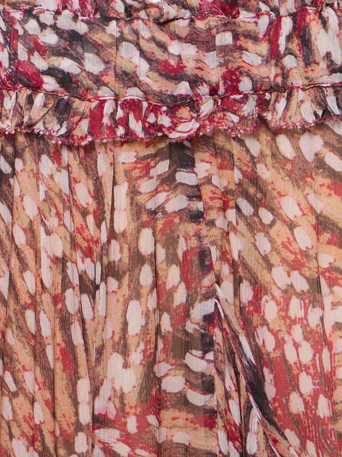 Shop Marant Etoile Veronique Printed Viscose Long Skirt In Raspberry,multi
