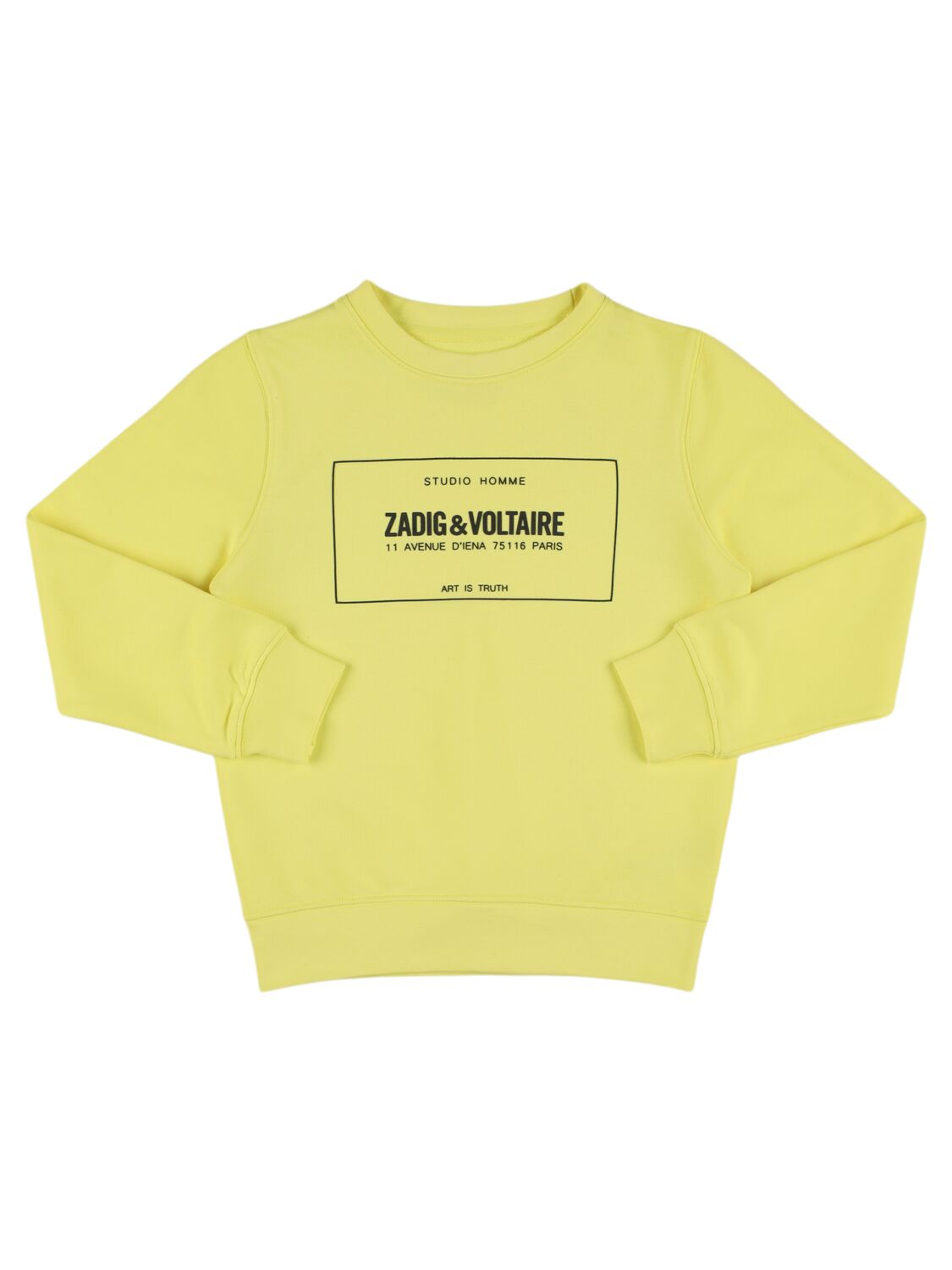 Zadig & Voltaire Kids' Cotton Blend Crewneck Sweatshirt In Yellow