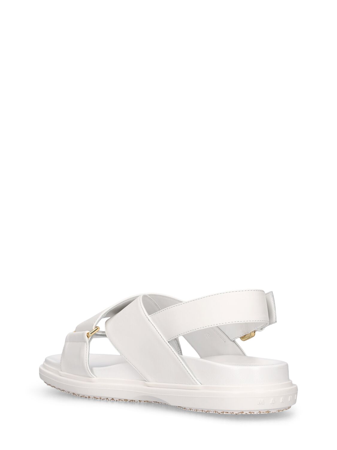Shop Marni 10mm Fussbett Leather Sandals In White