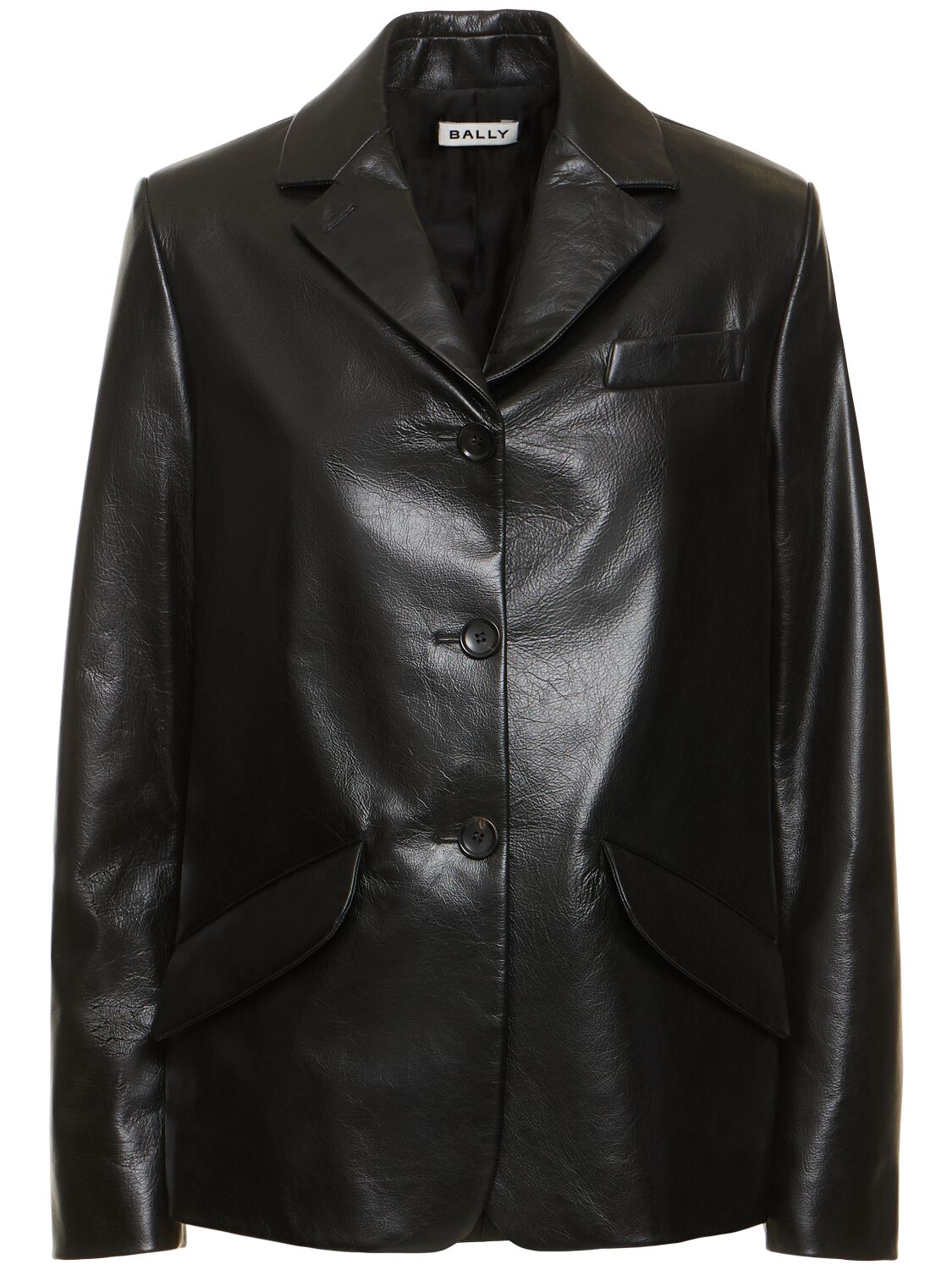 Bally Leather Blazer Jacket In Black