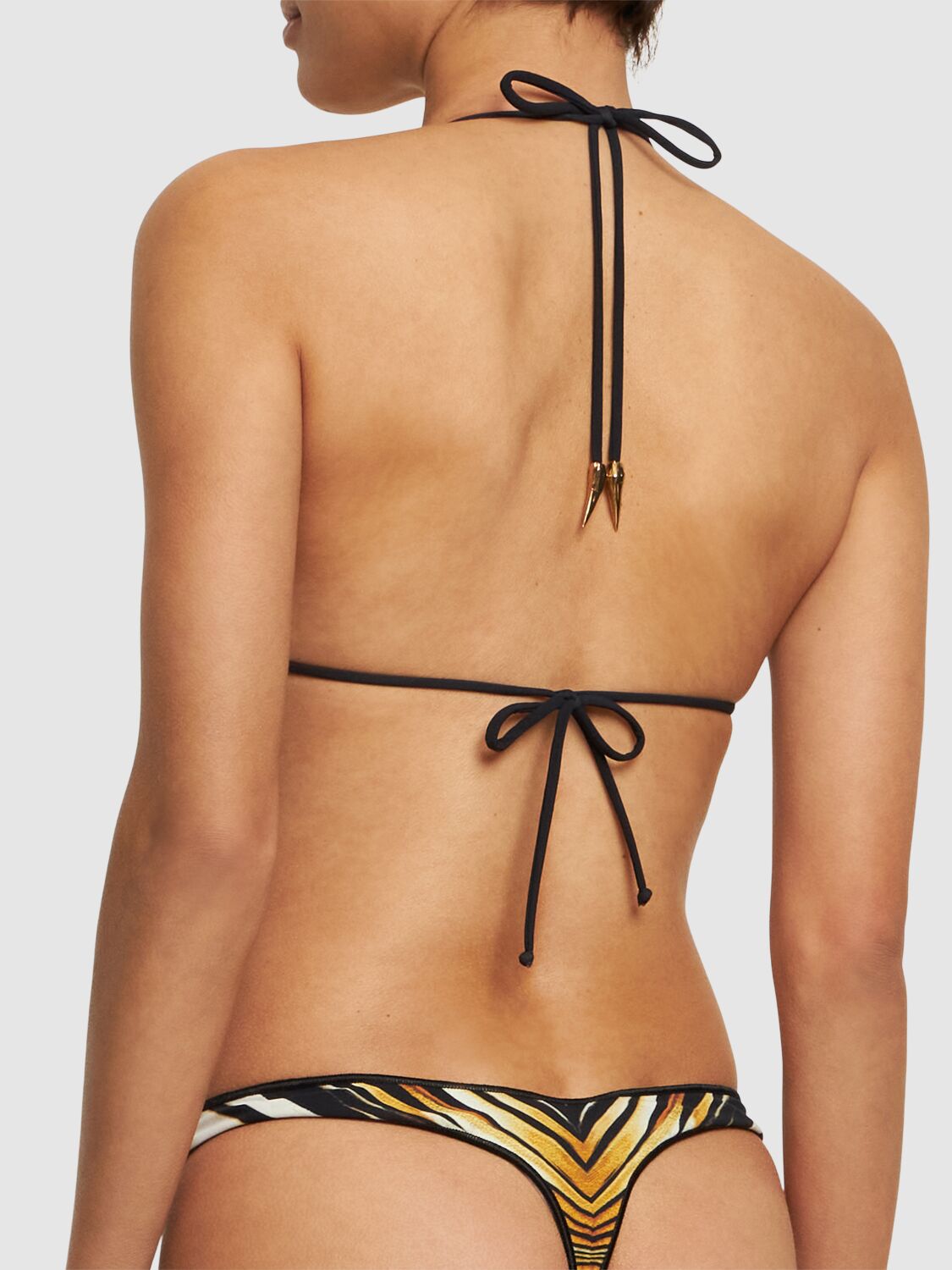 Roberto Cavalli Ray Of Gold Printed Lycra Bikini Top In Yellow/multi