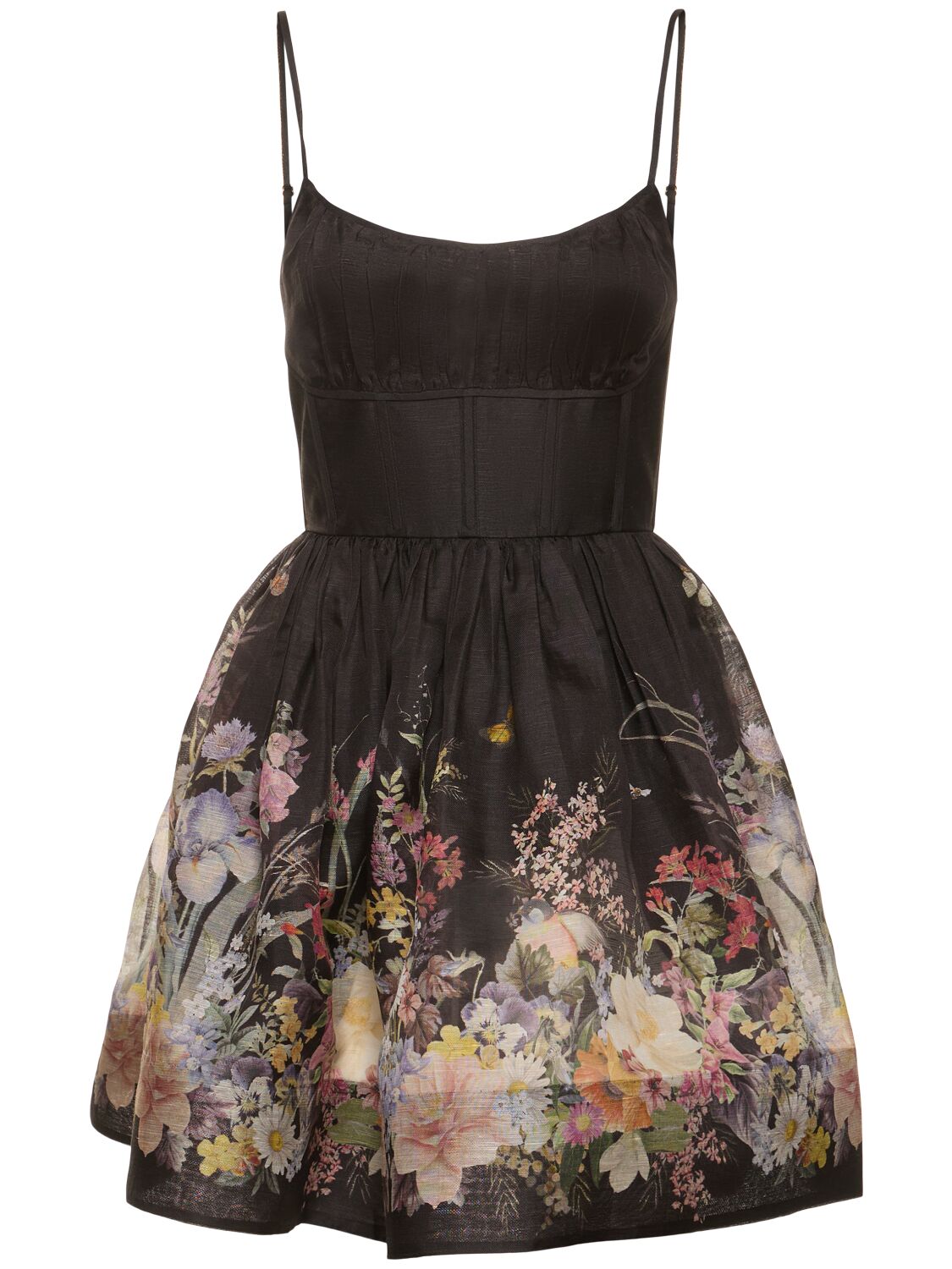 Shop Zimmermann Natura Printed Linen & Silk Mini Dress In Multi,black