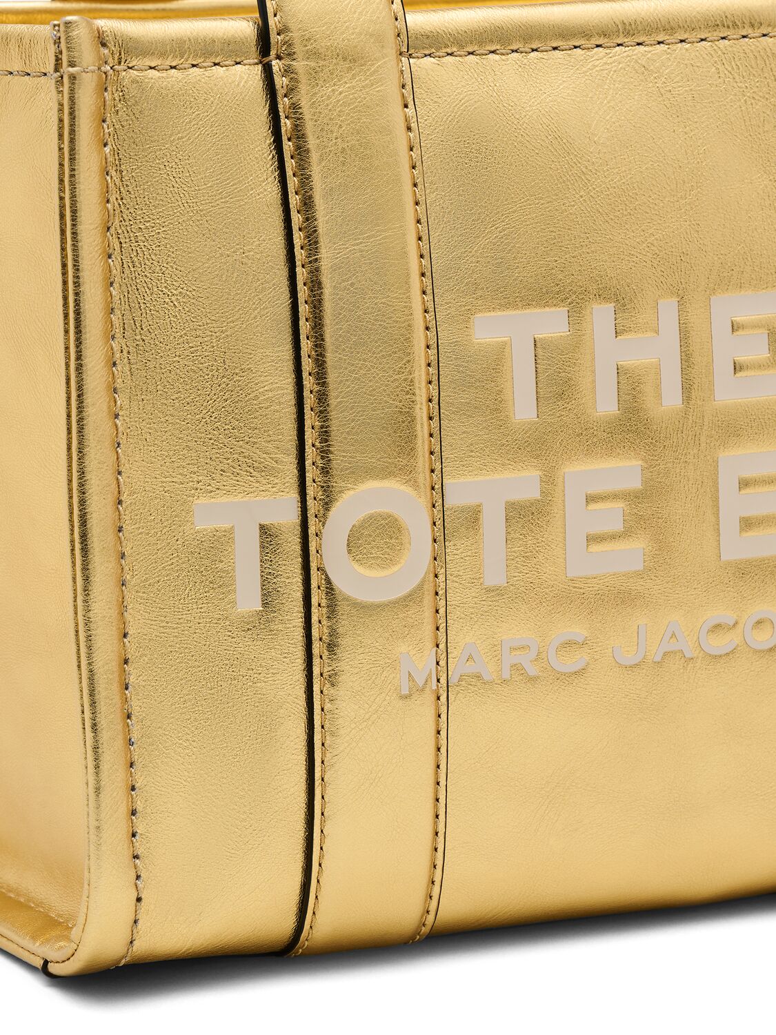 Shop Marc Jacobs The Small Tote Leather Tote Bag In Gold