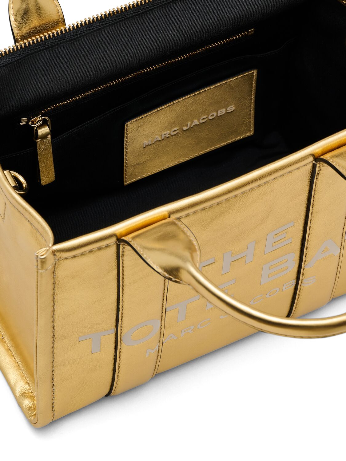 Shop Marc Jacobs The Small Tote Leather Tote Bag In Gold