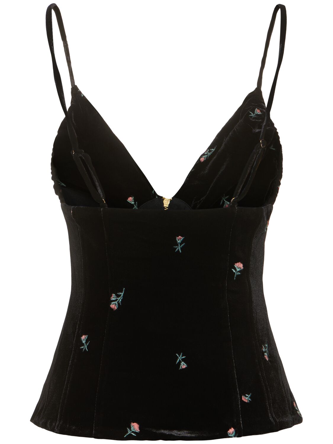 Shop Weworewhat Peplum Embroidered Velvet Corset Top In Black