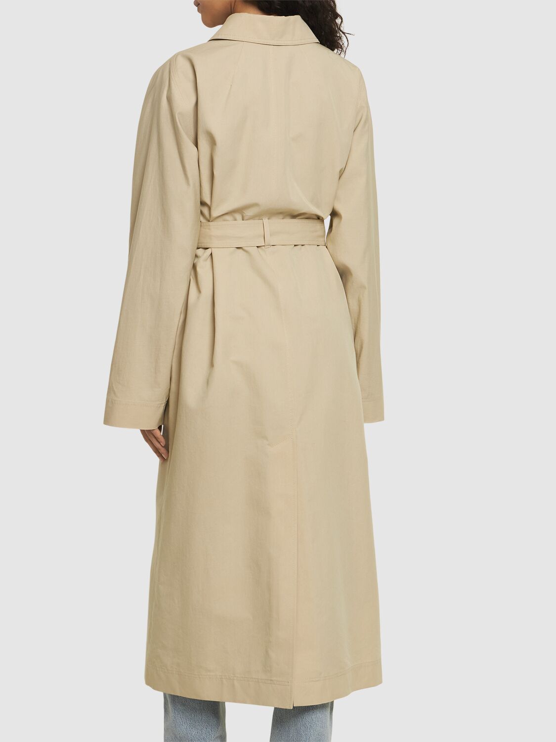 Shop Totême Tumbled Cotton & Silk Trench Coat In Beige