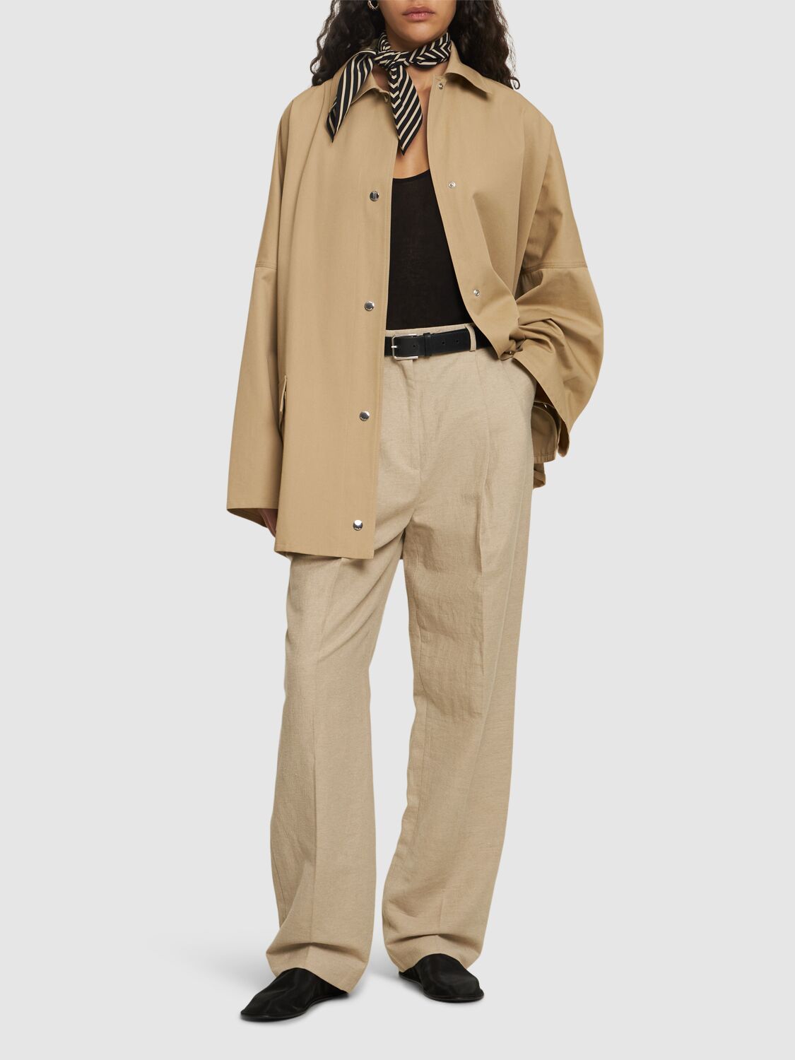 Shop Totême Organic Cotton Twill Overshirt In Beige