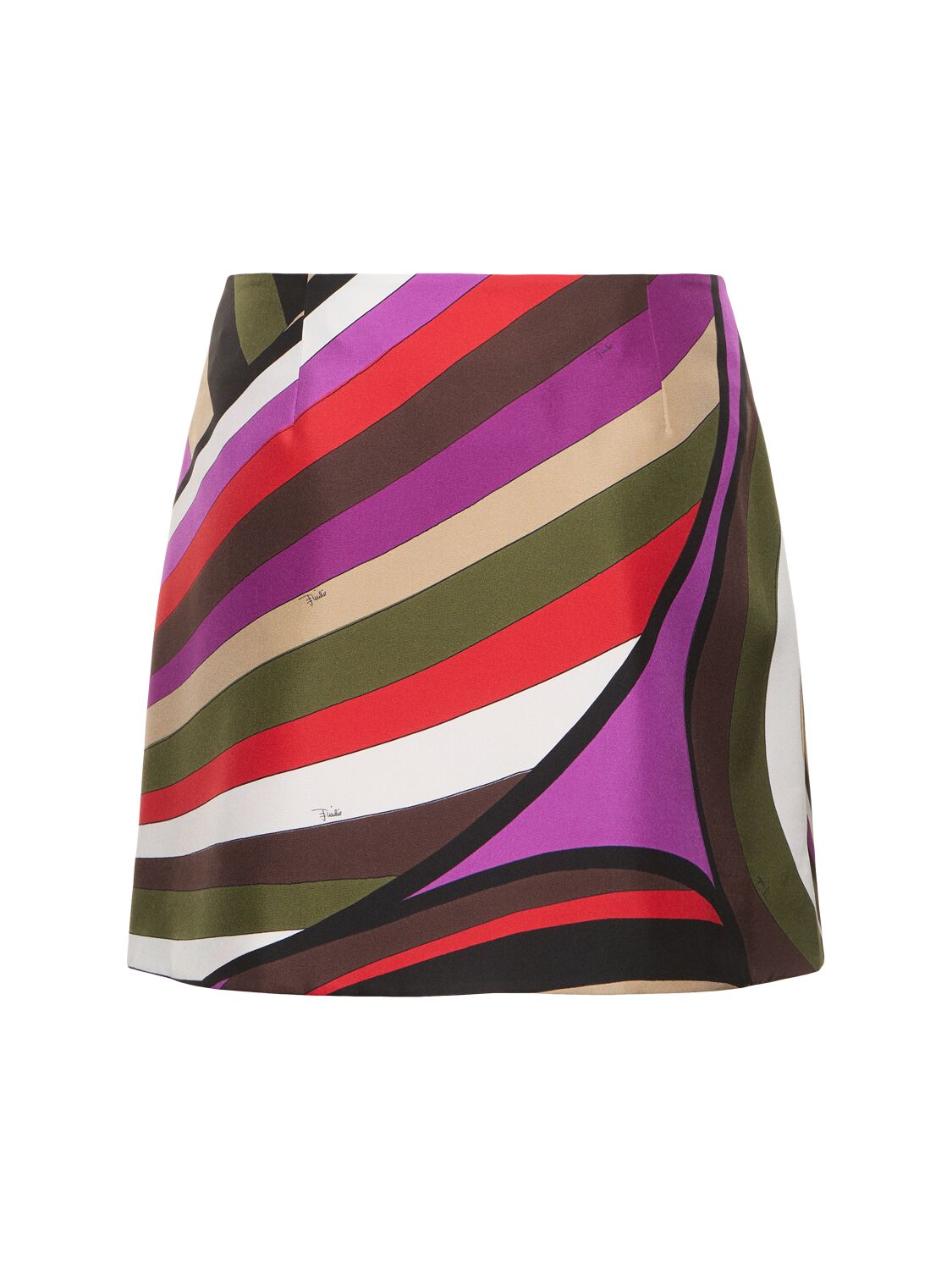 Shop Pucci Printed Silk Twill Mini Skirt In Green,fuchsia