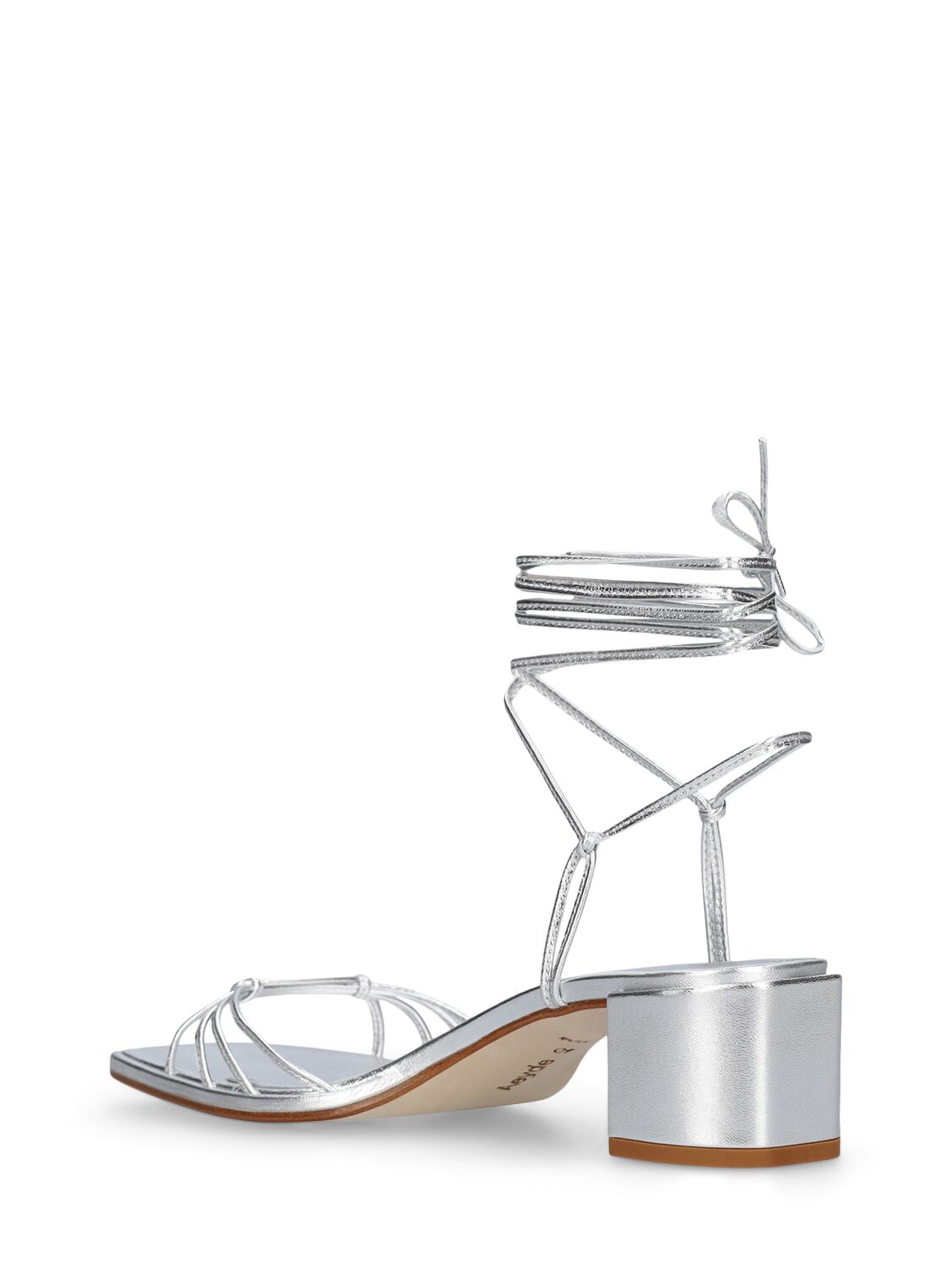 Shop Aeyde 55mm Serafina Metallic Leather Sandals In Silver