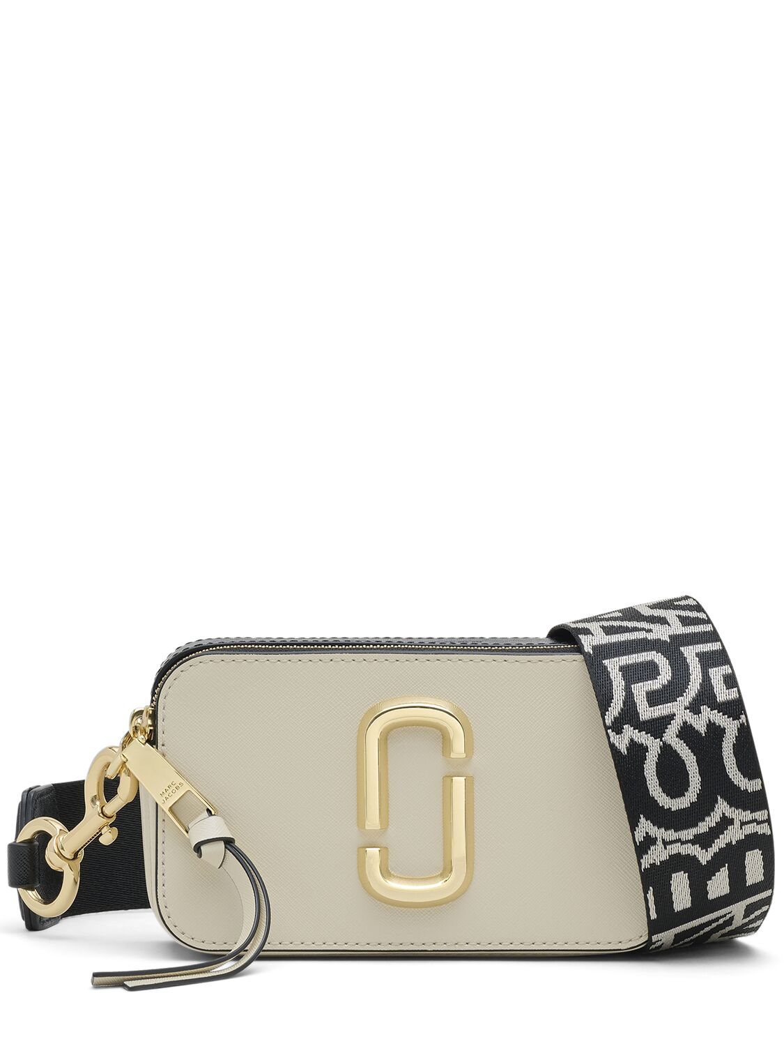 Marc Jacobs The Snapshot Leather Shoulder Bag In Cloud White,multi