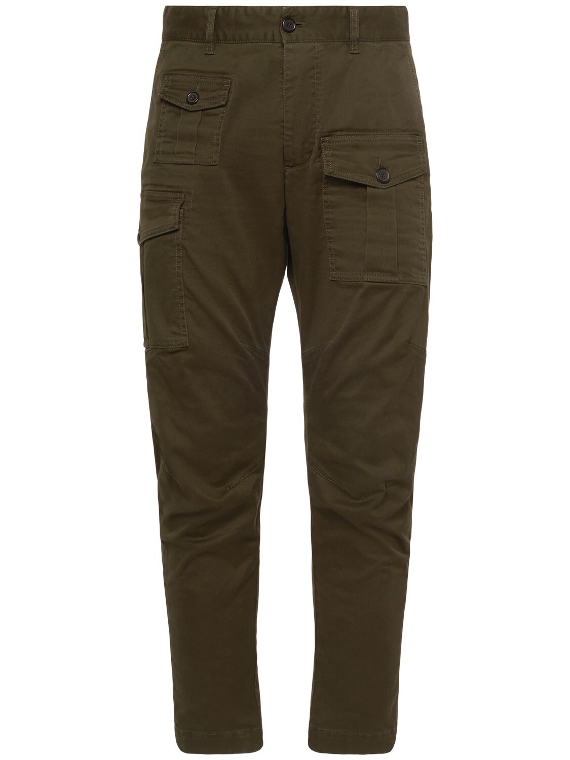 Dsquared2 Sexy Stretch Cotton Cargo Pants In Military Green