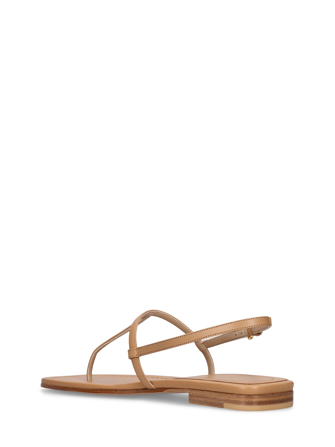 Shop Michael Kors 10mm Ali Leather Flat Sandals In Tan