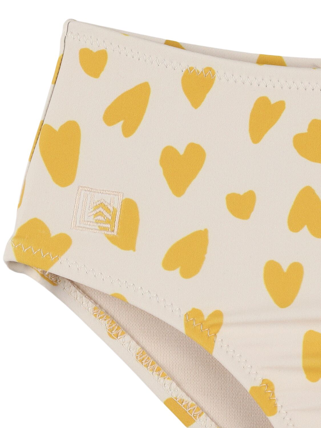 Shop Liewood Hearts Print Recycled Nylon Bikini In 白色,黄色