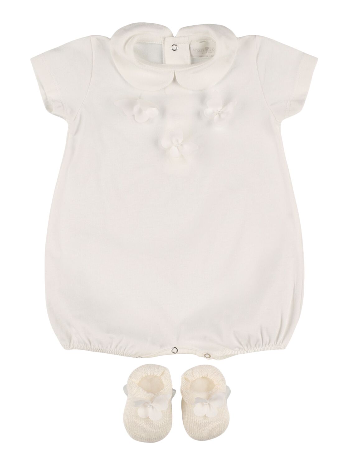Story Loris Babies' Jersey Bodysuit & Booties W/ Butterfly In White