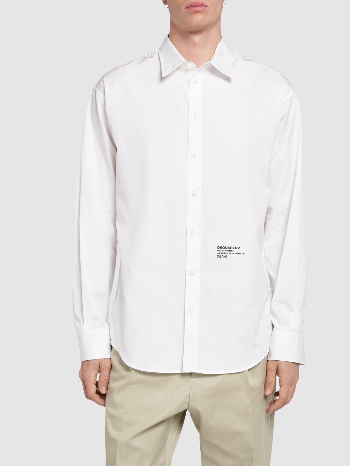 Shop Dsquared2 D2 Headquarter Dropped Shoulder Shirt In White