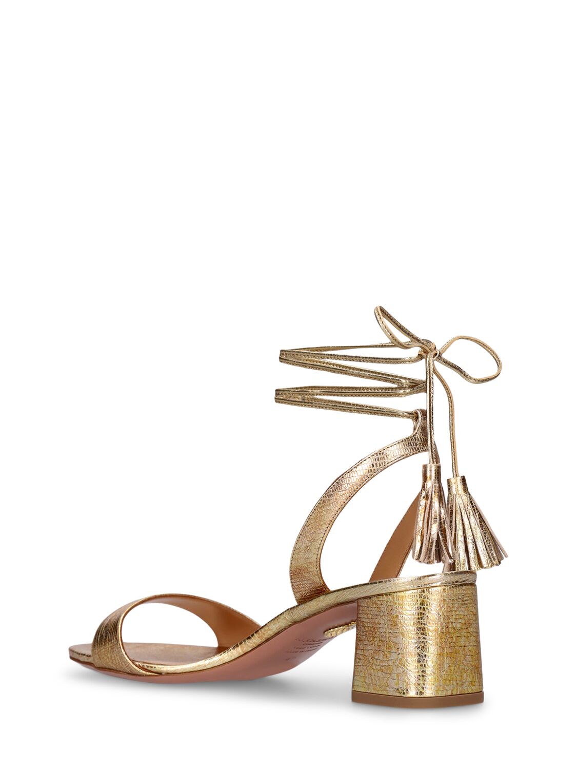 Shop Aquazzura 50mm Alu Metallic Leather Sandals In Gold