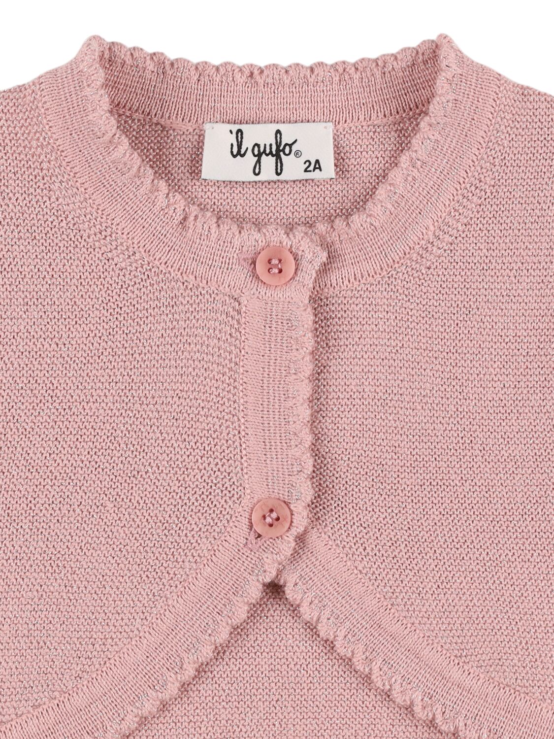 Shop Il Gufo Cotton Knit Cardigan W/lurex In Pink