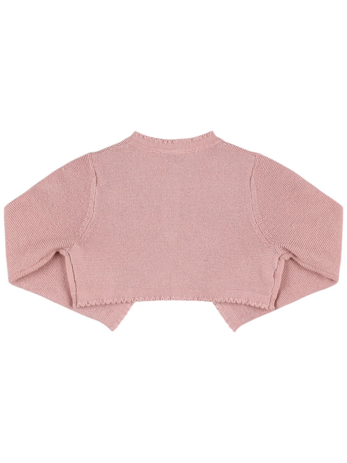 Shop Il Gufo Cotton Knit Cardigan W/lurex In Pink