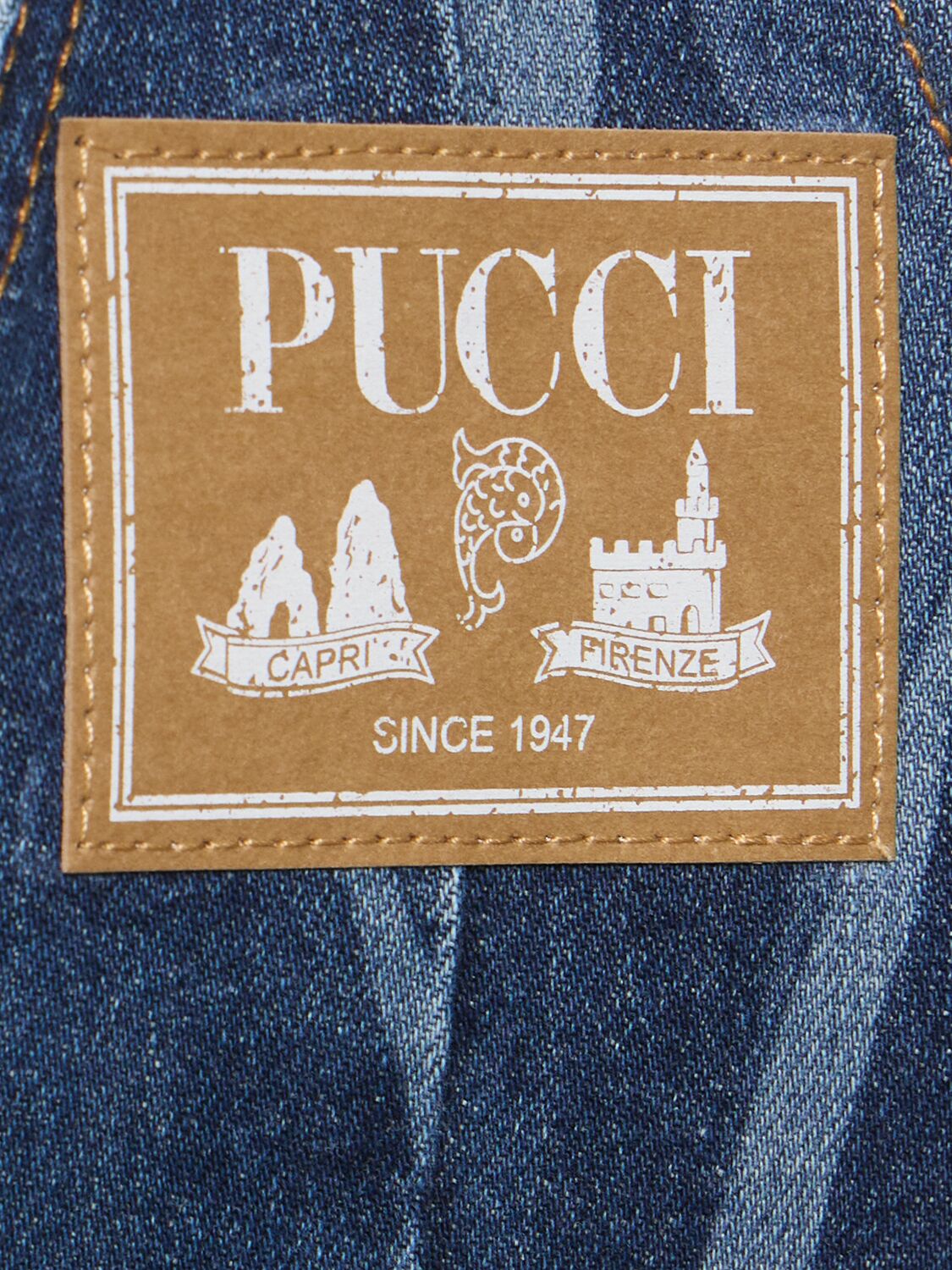 Shop Pucci Printed Denim Mini Dress In Blue,multi