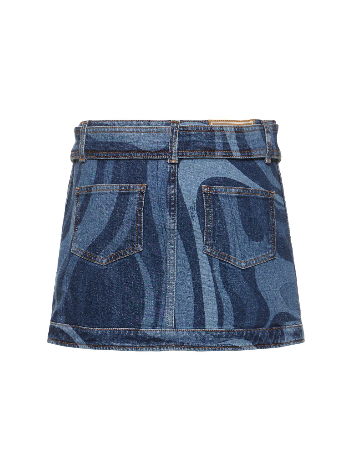 Shop Pucci Denim Mini Skirt W/belt In Blue,multi