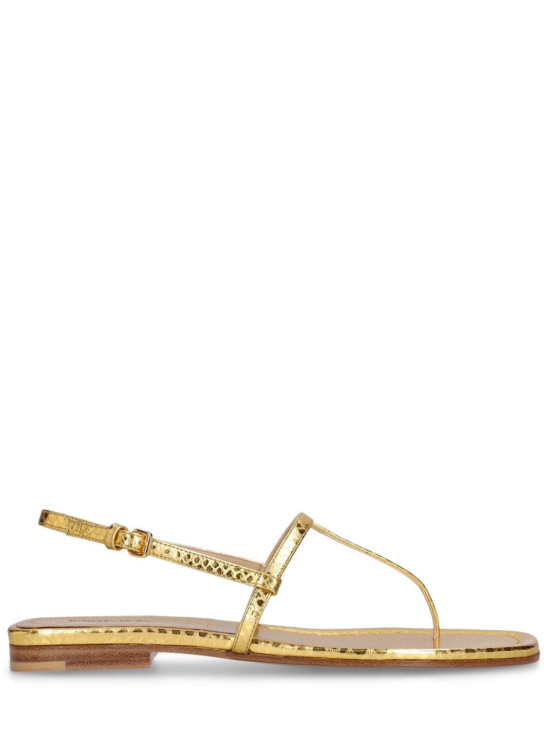 Michael Kors 10mm Ali Python Print Leather Sandals In Gold