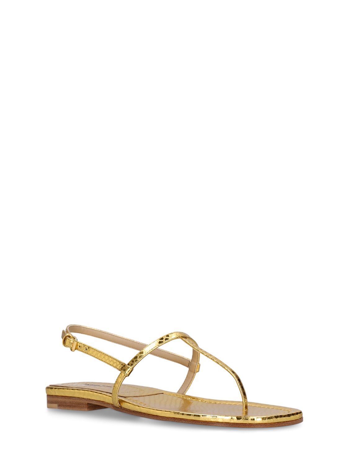 Shop Michael Kors 10mm Ali Python Print Leather Sandals In Gold