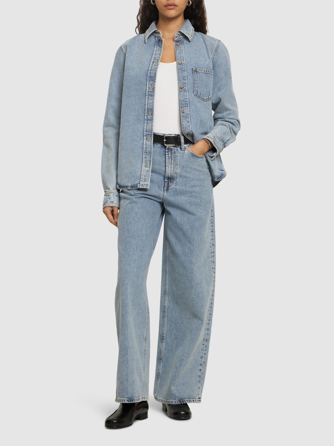 Shop Totême Organic Cotton Denim Shirt In Blue