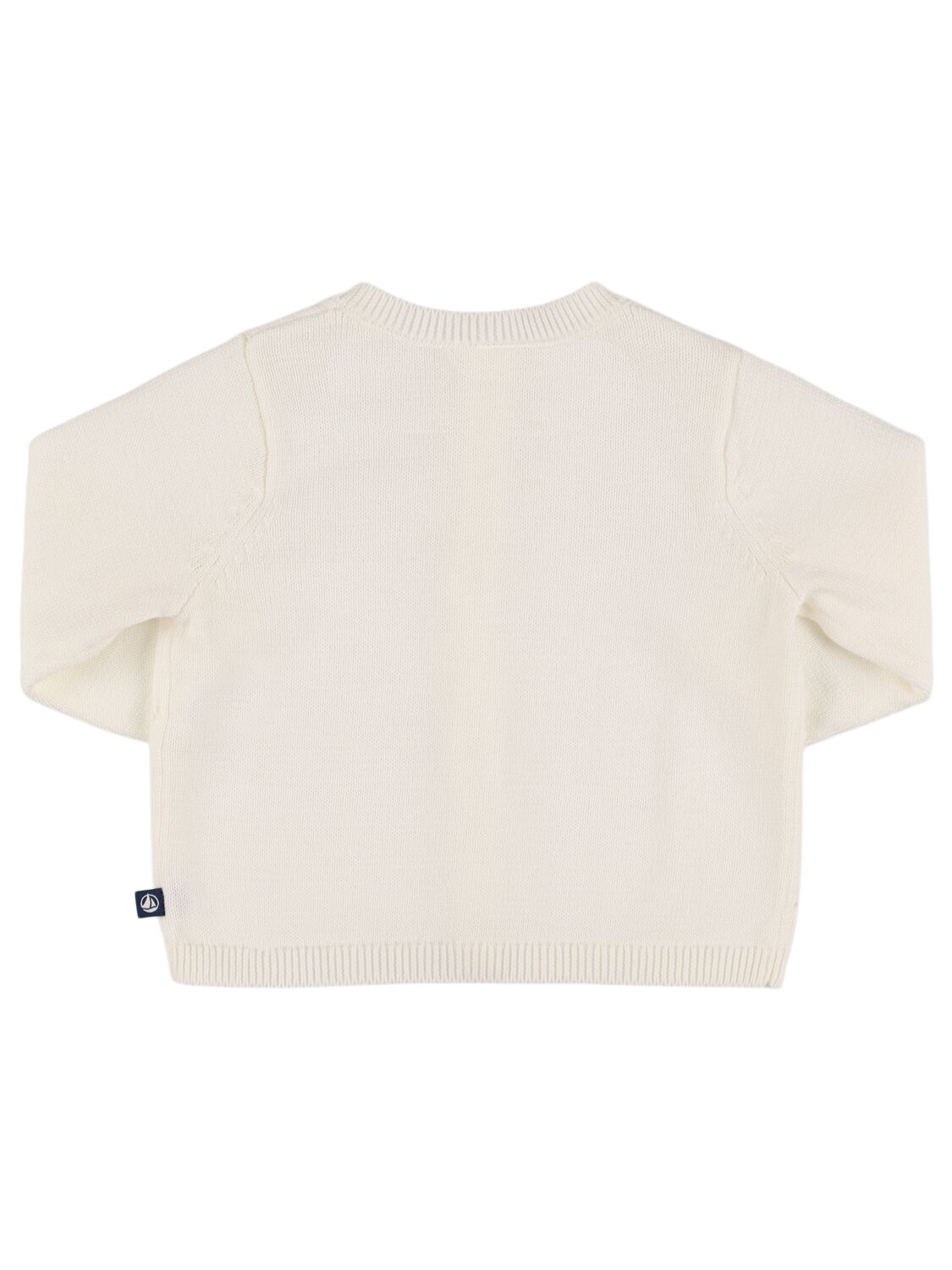 Shop Petit Bateau Cotton Knit Cardigan In White