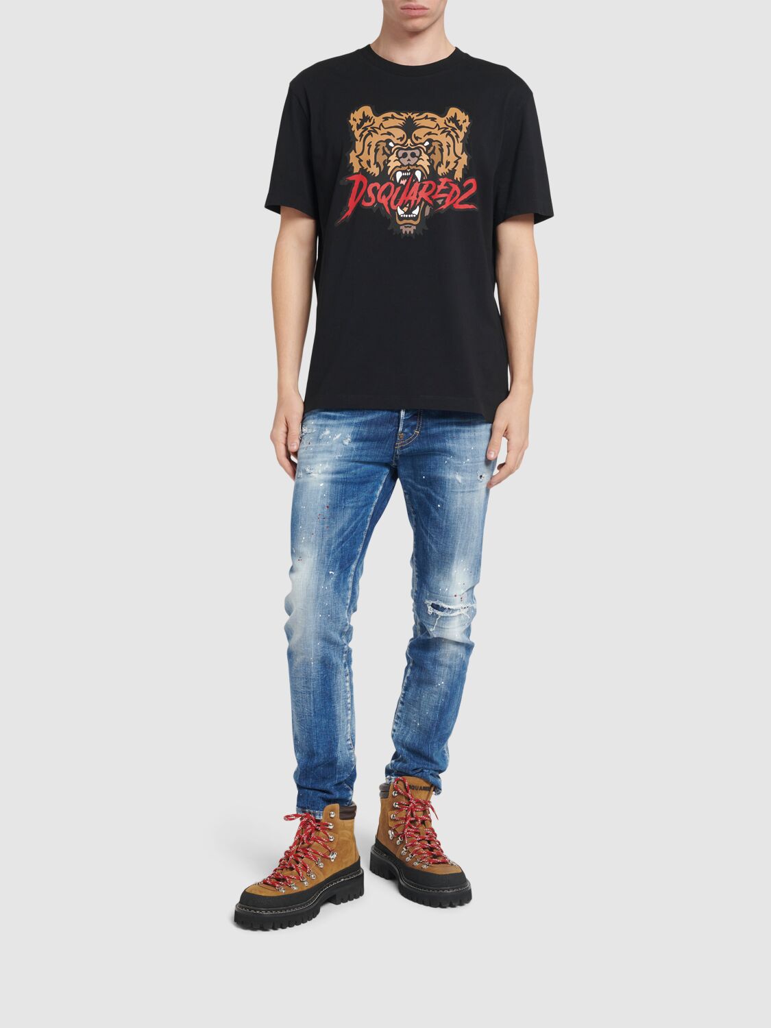 Shop Dsquared2 Regular Bear Print T-shirt In Black