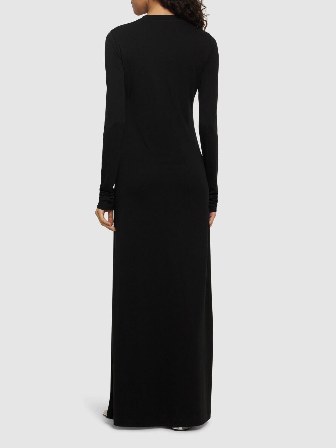 Shop Totême Oversized Tech Jersey Long Dress In Black