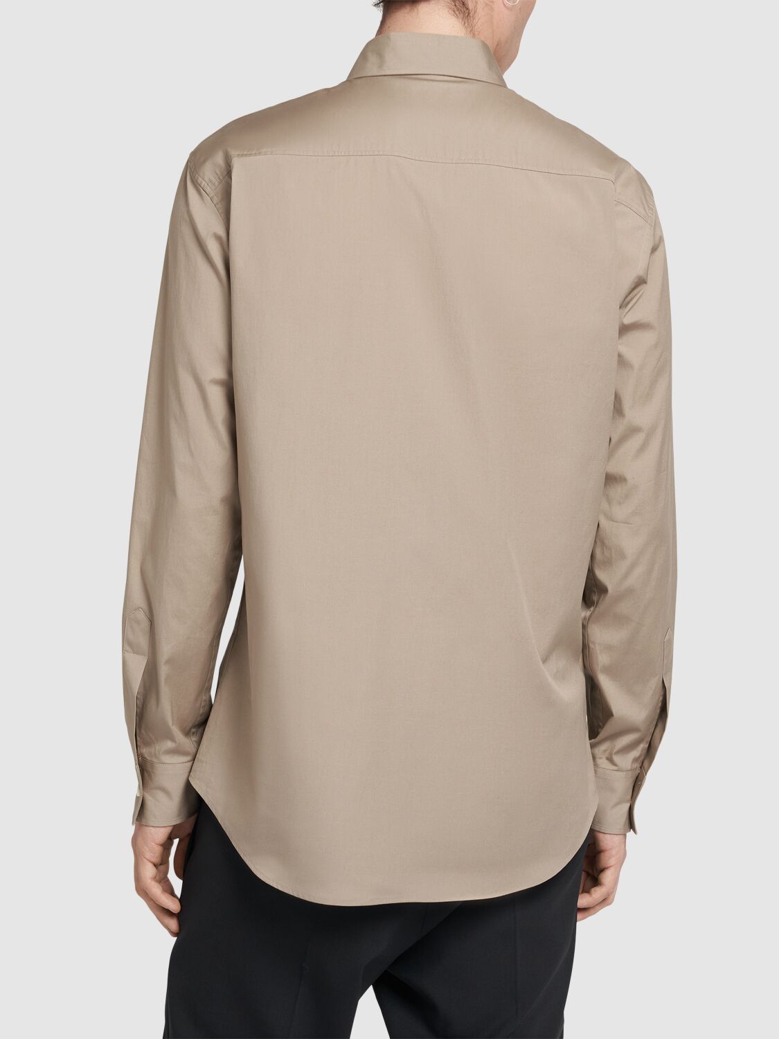 Shop Dsquared2 Stretch Cotton Poplin Shirt In Beige