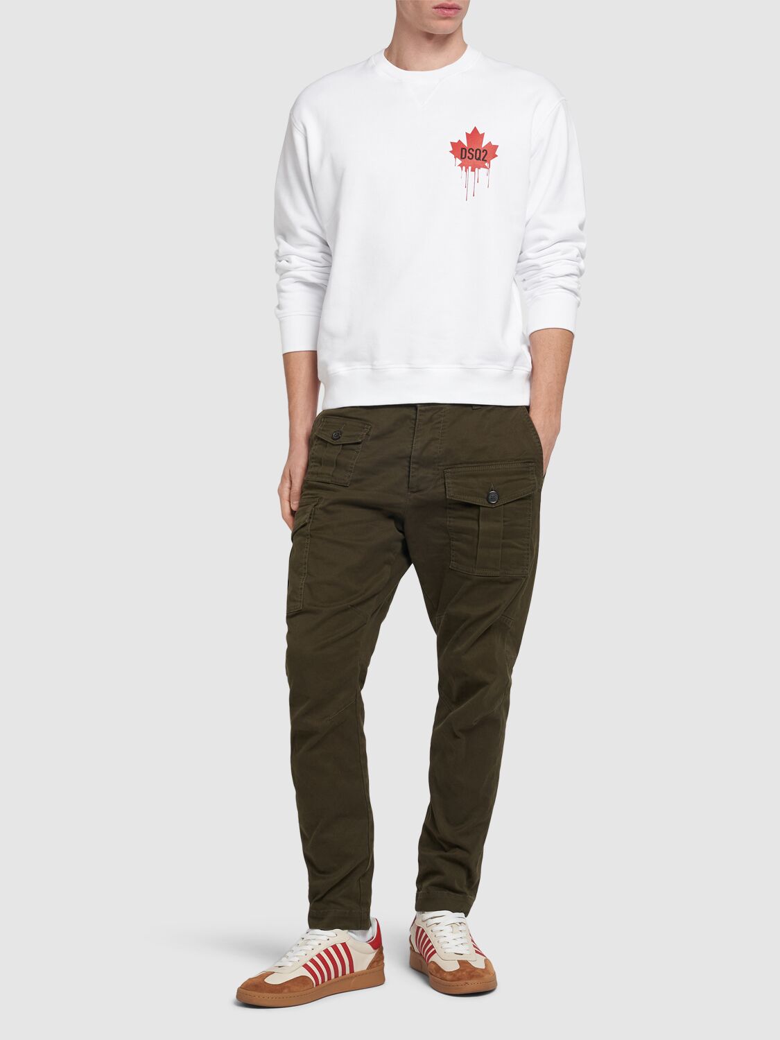 Shop Dsquared2 Sexy Stretch Cotton Cargo Pants In Military Green