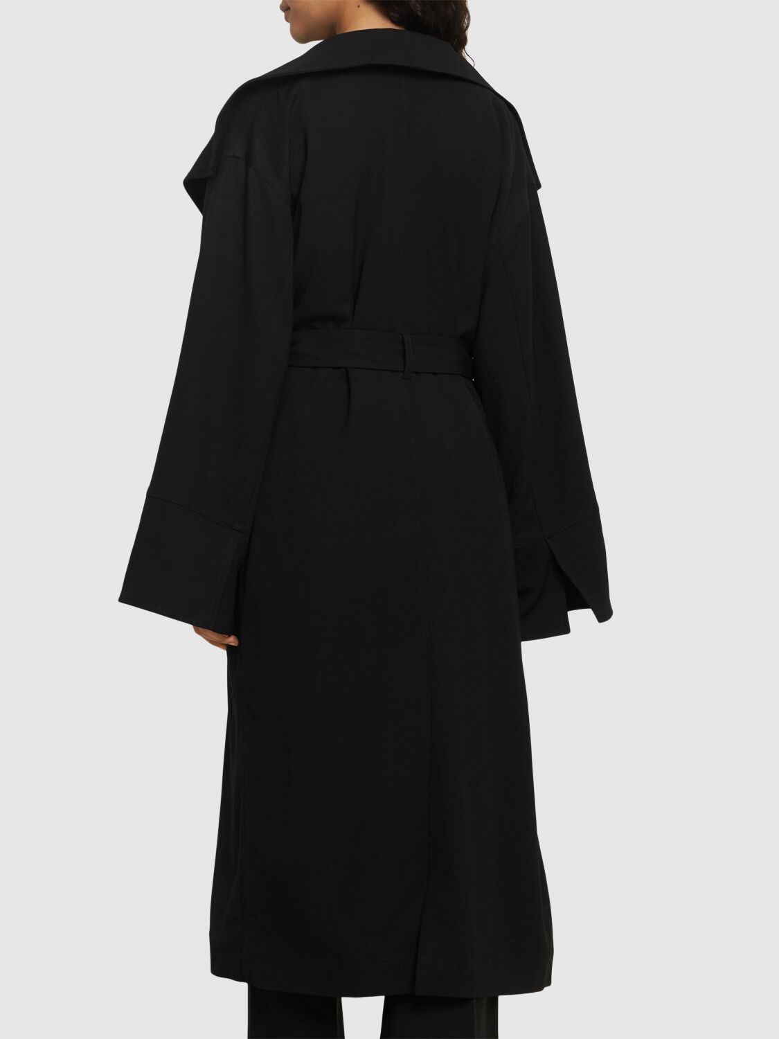Shop Totême Signature Viscose Twill Coat In Black