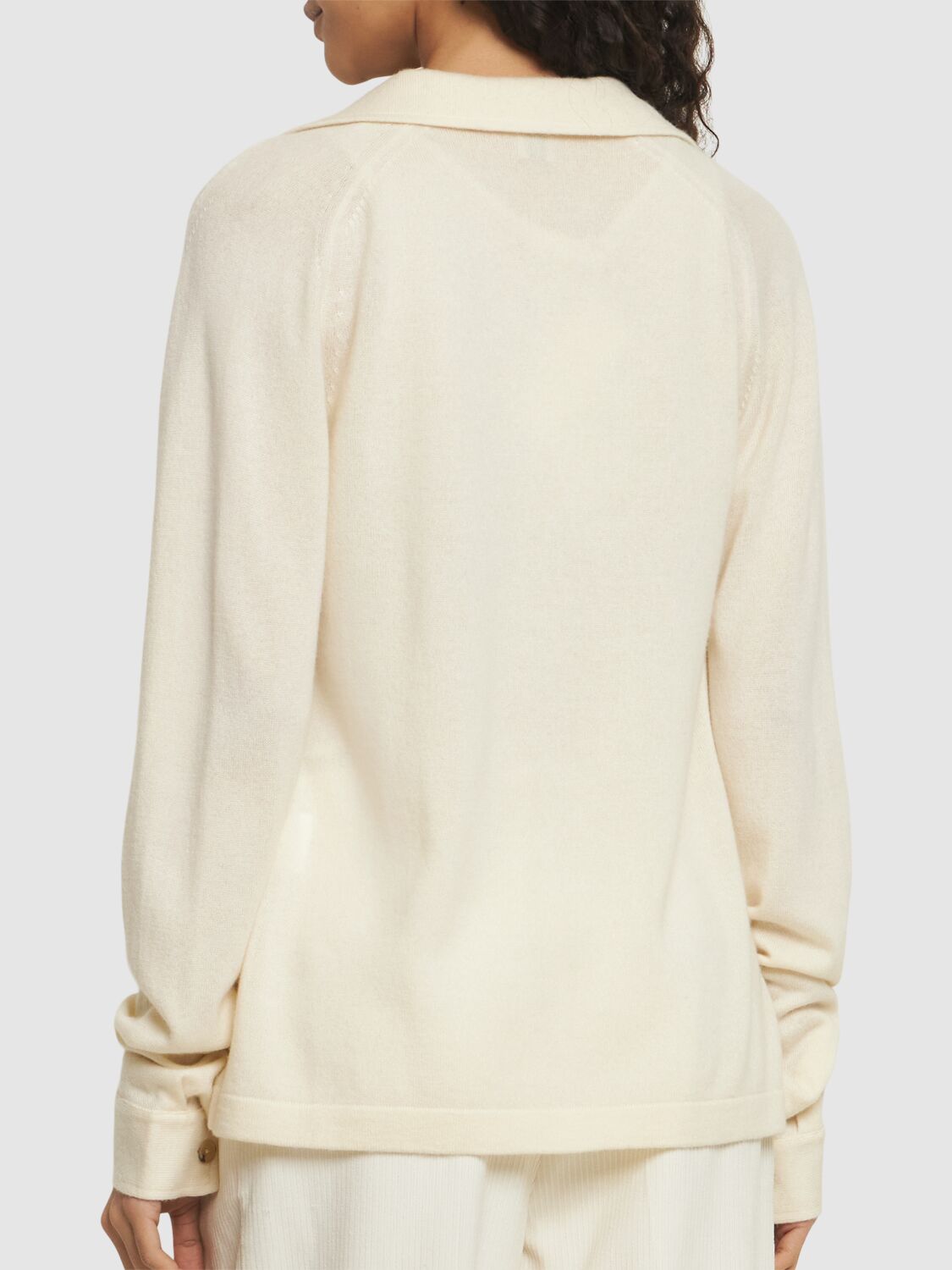 Shop Totême Raglan Sleeve Cashmere Shirt In Ivory